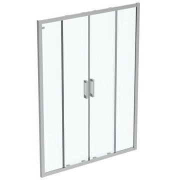 Ideal Standard Connect-2 Double Sliding Shower Door with Handle - Silver Aluminium Frame