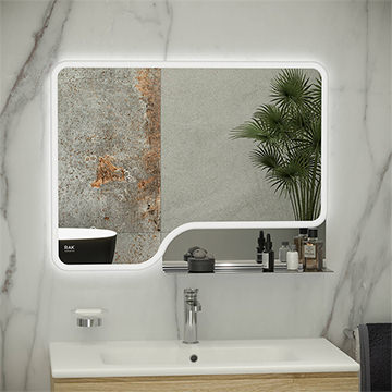 RAK Ornate LED Borderlit Mirror with Chrome Finish Integrated Shelf and Demister Pad