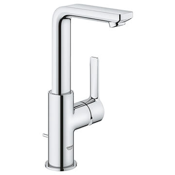 Grohe Lineare L-Size Basin Mixer Tap with Waste and L-Shaped Swivel Spout - Side Action Lever Handle - Image