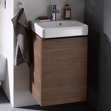 Geberit Smyle Square Wall Hung Cloakroom Cabinet for Handrinse Basin - Single Door