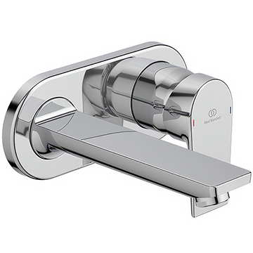 Ideal Standard Tesi Built-In Chrome Basin Mixer Tap with Backplate - Flat Lever Handle - Wall Mounted