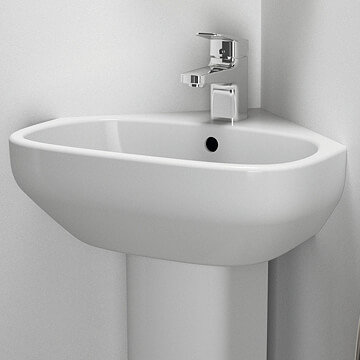 Ideal Standard I.Life-A 450mm Wide 1 Taphole Corner Handrinse Washbasin with Full Pedestal