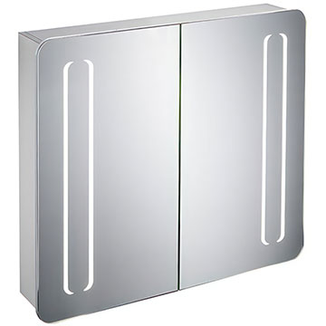 Ideal Standard Aluminium Two Sided LED Mirror Cabinet with Socket - Adjustable Glass Shelves