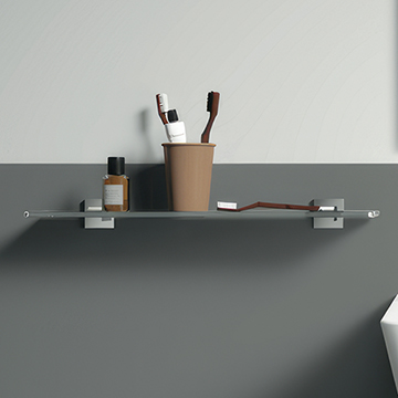 Ideal Standard IOM Square 508mm Frosted Glass Shelf with Chrome Brackets