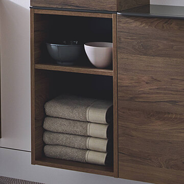 Geberit Smyle Square Wall Hung Open Shelf Bathroom Storage Low Cabinet - 360 x 600mm