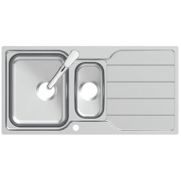 Armitage Shanks Sandringham Stainless Steel Inset Kitchen Sink with Tap 1000 x 500mm - 1.5 Bowl