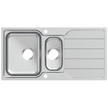 Armitage Shanks Sandringham Stainless Steel Inset Kitchen Sink 1000 x 500mm - 1.5 Bowl