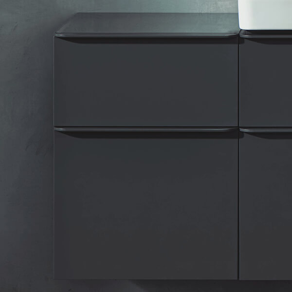 Geberit Smyle Square Wall Hung Bathroom Storage Low Cabinet 450 x 600mm - Two Drawers