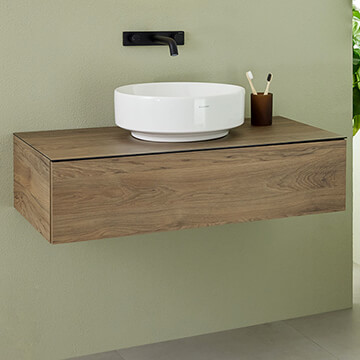 Geberit VariForm Wall Hung Single Drawer Countertop Vanity Unit with Bottle Trap