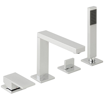 Vado Notion 4 Hole Chrome Bath Mixer Tap with Shower Handset and Diverter - Deck Mounted