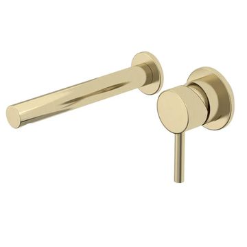Tavistock Anthem 2 Hole Brushed Brass Basin Mixer Tap with Straight Spout - Wall Mounted