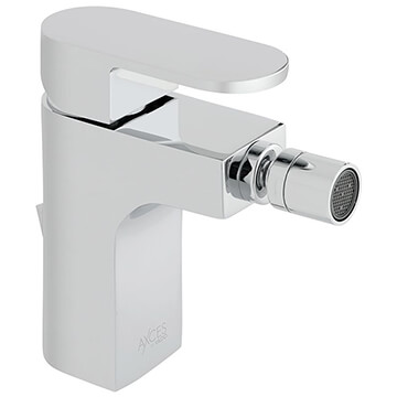 Vado Metiz Contemporary Chrome Bidet Mixer Tap with Pop-Up Waste - Flat Handle