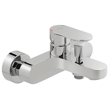 Vado Metiz Chrome Bath Shower Mixer Tap with Diverter - Flat Handle - Wall Mounted