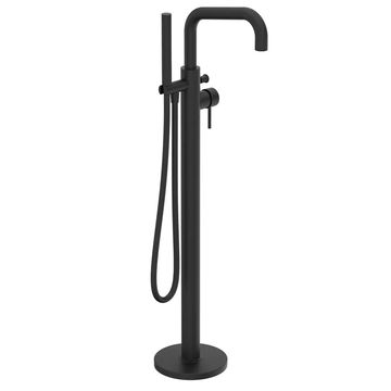 Tavistock Anthem Floorstanding Black Bath Mixer Tap with Shower Handset and Hose