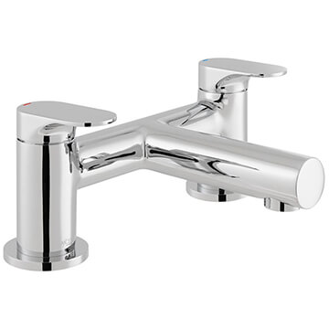 Vado Metiz Chrome Bridge Bath Mixer Tap with Long Spout - Flat Handles