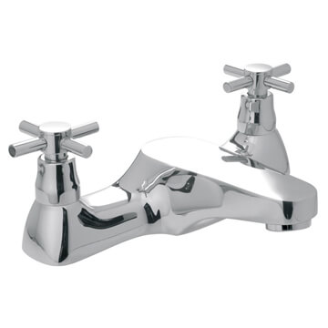 Vado Vecta Traditional Chrome Bath Mixer Tap with Flat Spout - Crosshead Handles - Deck Mounted