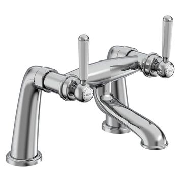 Tavistock Lansdown Traditional Bridge Bath Mixer Tap - Ceramic Handles - Deck Mounted
