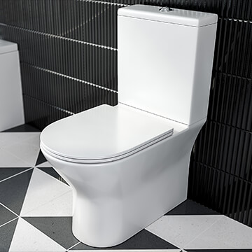 Joseph Miles Middleton Rimless 360mm White Back To Wall WC Pan With Soft Close Seat And Cistern