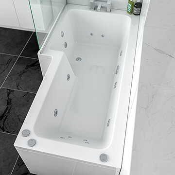 Joseph Miles Block L-Shaped Whirlpool Bath With Front Panel - JM-XXQS36S1