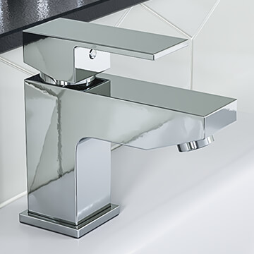 Joseph Miles Cole Chrome Basin Mixer Tap with Click-Clack Waste - Flat Handle - Deck Mounted