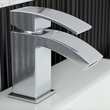 QS Basics Amelia Monobloc Chrome Basin Mixer Tap with Waterfall Spout and Click Waste