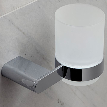Vado Photon Frosted Glass Tumbler With Chrome Holder