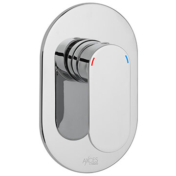 Vado Metiz Concealed Oval Manual Chrome Shower Valve - 1 Control - Flat Lever Handle