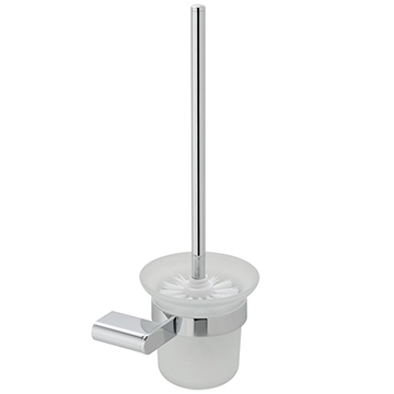Vado Photon Chrome Toilet Brush and Frosted Glass Holder
