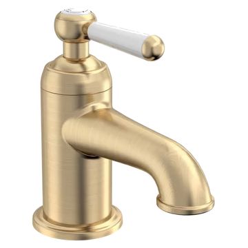 Tavistock Lansdown Traditional Brushed Brass Basin Mixer Tap with Click Waste - Wall Mounted