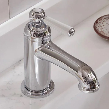 Tavistock Lansdown Traditional Basin Mixer Tap with Click Waste - Ceramic Handle - Deck Mounted