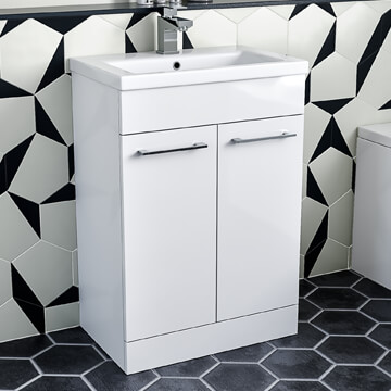 QS Basics Tempo 600 x 835mm Floor-Mounted Double Door Unit With Basin