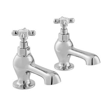 Vado Axbridge Traditional Pair of Bath Pillar Taps - Crosshead Handles - Deck Mounted