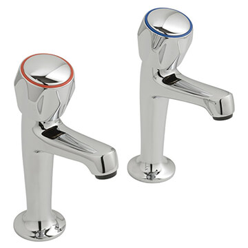 Vado Astra Contemporary High Neck Chrome Kitchen Pillar Taps - Knob or Lever Handles