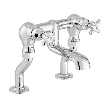 Vado Axbridge Traditional Bridge Bath Filler Tap - Crosshead Handles - Deck Mounted