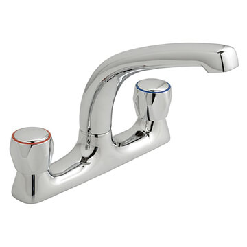 Vado Astra Chrome Kitchen Mixer Tap with Low Arc Swivel Spout - Knob or Lever Handles