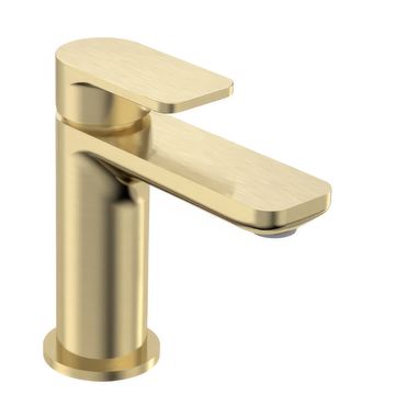 Tavistock Savour Brushed Brass Basin Mixer Tap with Click Waste - Flat Handle