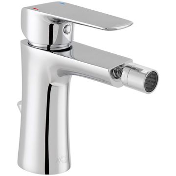 Vado Axces Vala Monobloc Chrome Bidet Mixer Tap with Pop-Up Waste - Flat Lever Handle