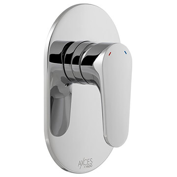 Vado Axces Ava Concealed Manual Chrome Shower Valve with 1 Control - Oval Trim - Flat Handle