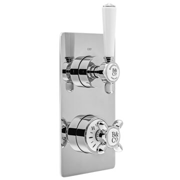 Vado Axbridge Traditional Concealed Rectangular Thermostatic Shower Valve - 2 Controls