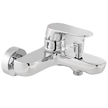 Vado Axces Ava Contemporary Exposed Chrome Bath Shower Mixer Tap with Diverter - Flat Handle