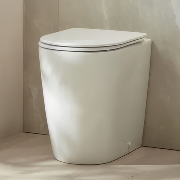 Tavistock Compass Round 340 x 510mm Comfort Height Rimless Back-To-Wall WC Pan with Seat