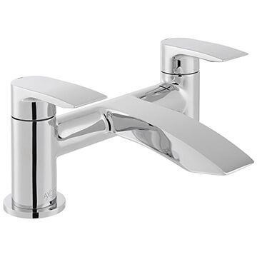 Vado Rowe Chrome Bridge Bath Mixer Tap with Curved Spout and Handles