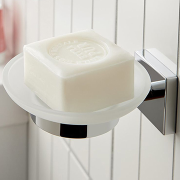Vado Axces Bokx Frosted Glass Soap Dish with Chrome Holder