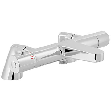 Vado Sirkel Thermostatic Chrome Bath Shower Mixer Tap - Knob Handles - Deck Mounted
