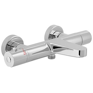 Vado Sirkel Thermostatic Chrome Bath Shower Mixer Tap - Knob Handles - Wall Mounted