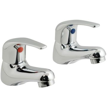 Vado Axces Matrix Contemporary Pair of Chrome Basin Taps - Curved Handle