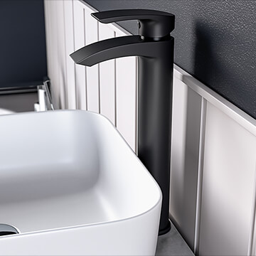 Joseph Miles Belini Tall Monobloc Basin Mixer Tap 314mm High - Flat Handle - Deck Mounted