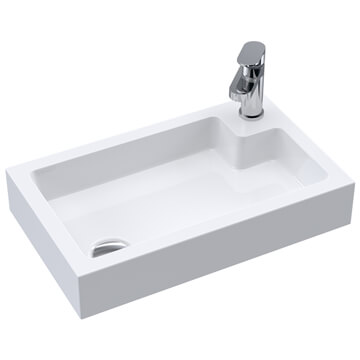 Nuie Contemporary White 2 In 1 Polymarble Basin - 503 x 305mm - Ex-Display
