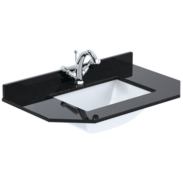Hudson Reed Old London Ceramic Bowl with Angled Black Marble Top - 770 x 470mm - Ex-Display