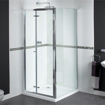 Aqualux Shine Bifold Semi-Frameless Shower Door - Polished Silver - 900 x 1850mm - Ex-Display